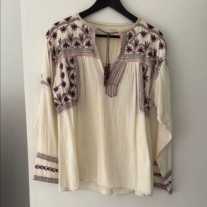 Embroidered Cream Top